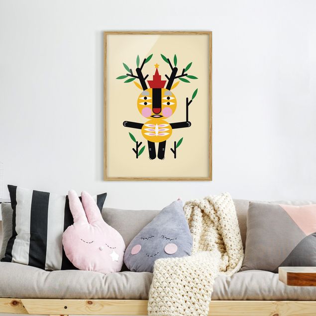 Tavlor med ram konstutskrifter Collage Ethno Monster - Deer