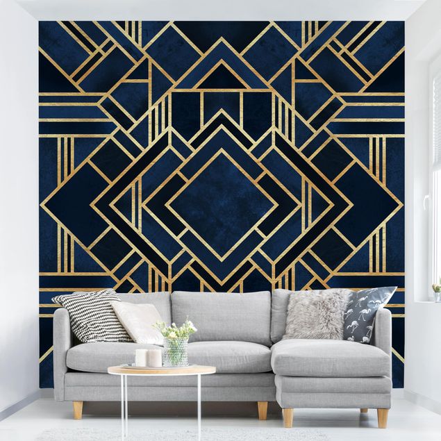 Tapeter geometrisk Art Deco Gold