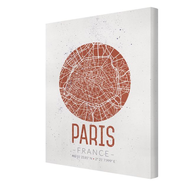 Tavlor världskartor City Map Paris - Retro