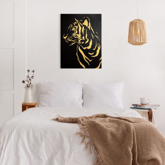 Tavlor svart Safari Animals - Portrait Tiger Black