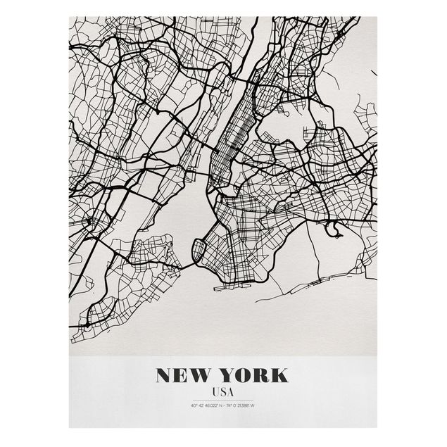 Canvastavlor världskartor New York City Map - Classic