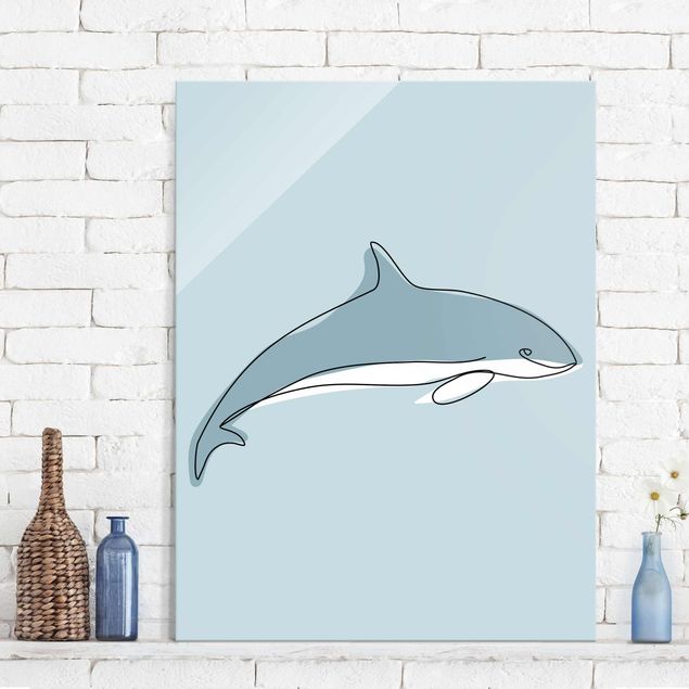 Magnettafel Glas Dolphin Line Art