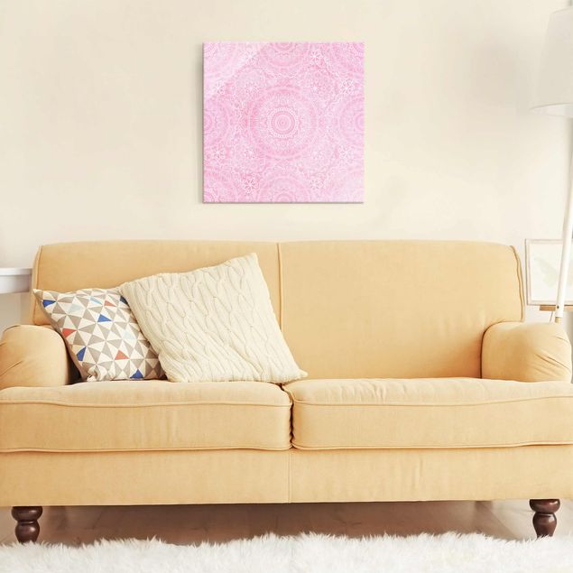 Glastavlor andlig Pattern Mandala Light Pink