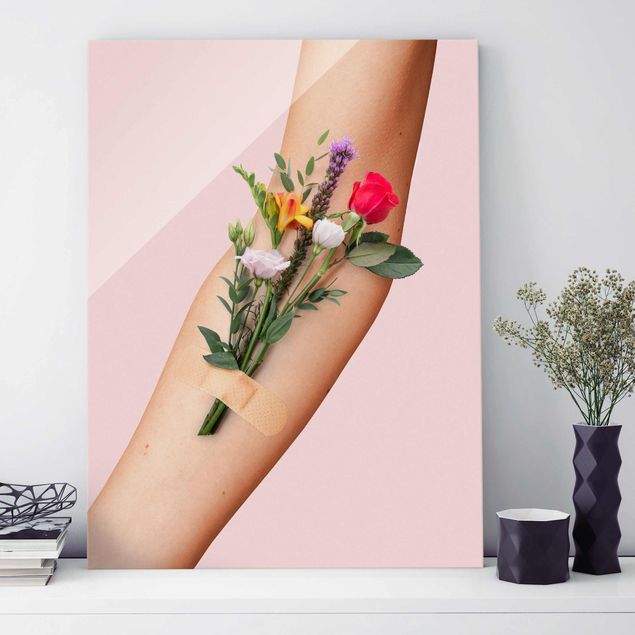 Glastavlor rosor Arm With Flowers