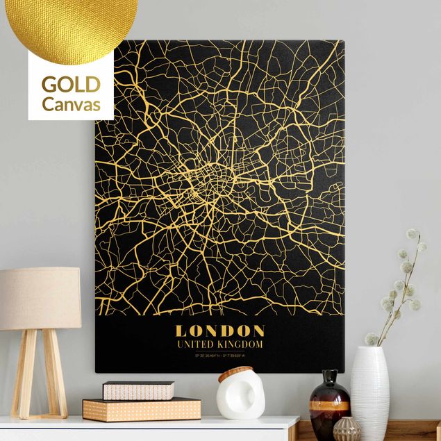 Canvastavlor London London City Map - Classic Black