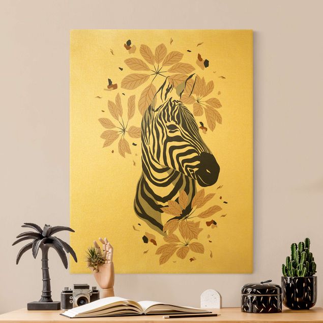 Leinwandbilder Gold Canvas Safari Animals - Portrait Zebra