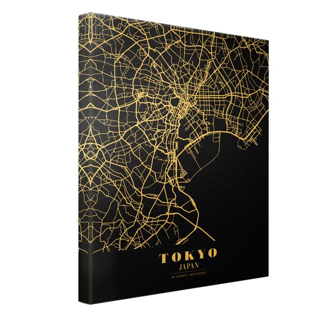 Tavlor arkitektur och skyline Tokyo City Map - Classic Black