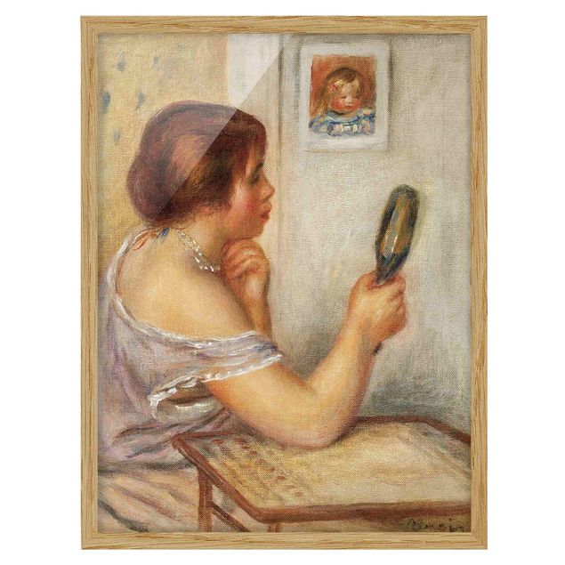 Konstutskrifter Auguste Renoir - Gabrielle holding a Mirror or Marie Dupuis holding a Mirror with a Portrait of Coco