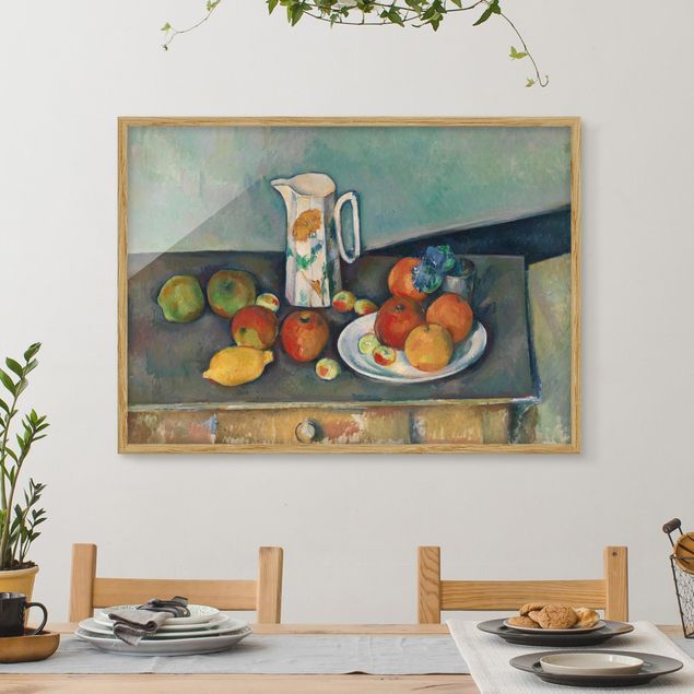 Konststilar Impressionism Paul Cézanne - Still Life With Milk Jug And Fruit