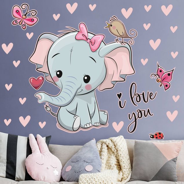 Wallstickers elefanter Elephant I Love You