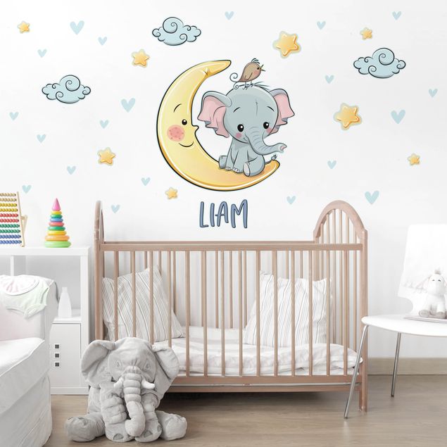 Wallstickers rymden Elephant moon with desired name