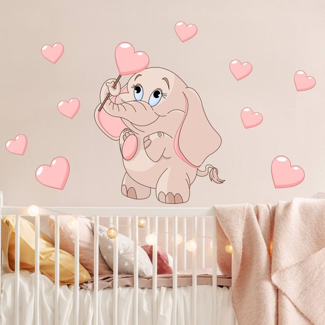 Inredning av barnrum Elephant baby with pink hearts