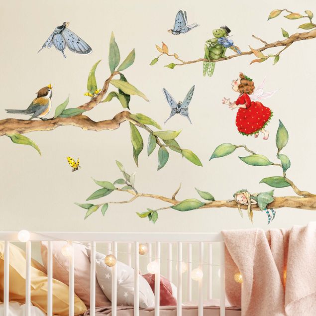 Wallstickers älvor Strawberries strawberry fairy - with tree fairy and years