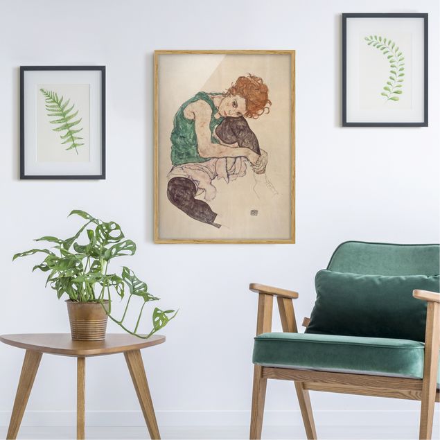 Tavlor med ram konstutskrifter Egon Schiele - Sitting Woman With A Knee Up