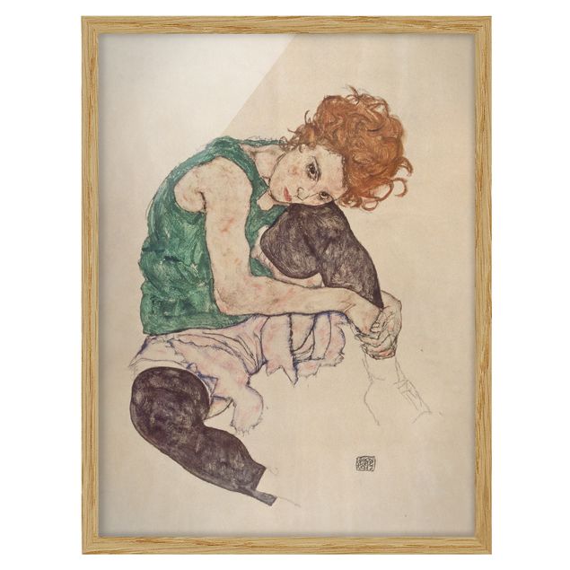 Konstutskrifter Egon Schiele - Sitting Woman With A Knee Up
