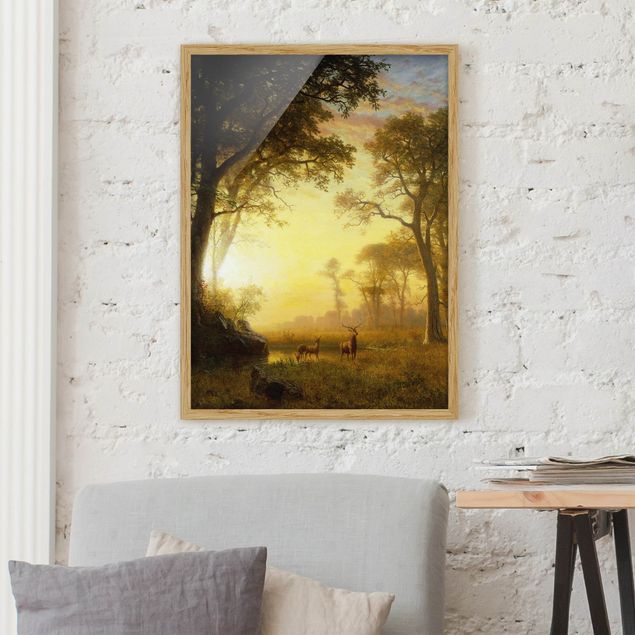 Tavlor med ram konstutskrifter Albert Bierstadt - Light in the Forest