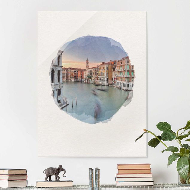 Glas Magnetboard WaterColours - Grand Canal View From The Rialto Bridge Venice