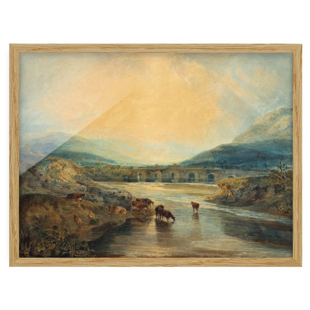 Konstutskrifter William Turner - Abergavenny Bridge, Monmouthshire: Clearing Up After A Showery Day