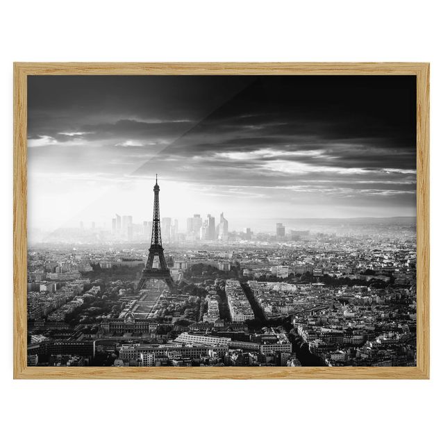 Tavlor arkitektur och skyline The Eiffel Tower From Above Black And White