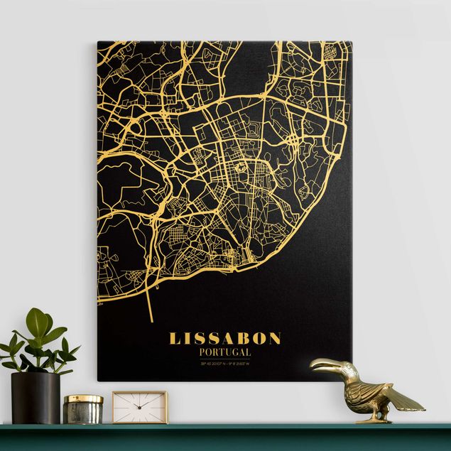 Kök dekoration Lisbon City Map - Classic Black