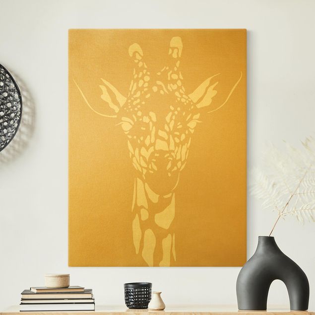 Guld Safari Animals - Portrait Giraffe Beige