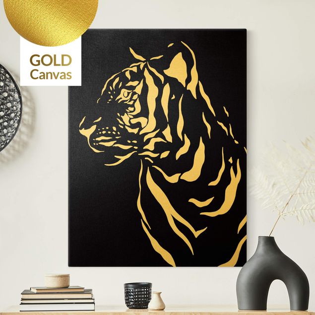 Canvastavlor djur Safari Animals - Portrait Tiger Black