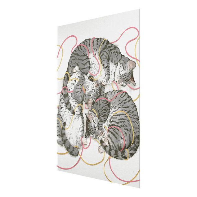 Tavlor modernt Illustration Grey Cat Painting