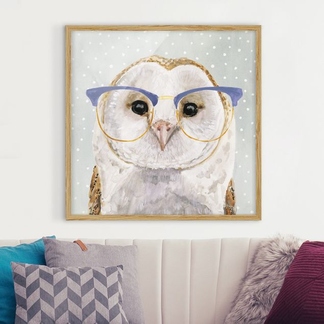Tavlor med ram djur Animals With Glasses - Owl
