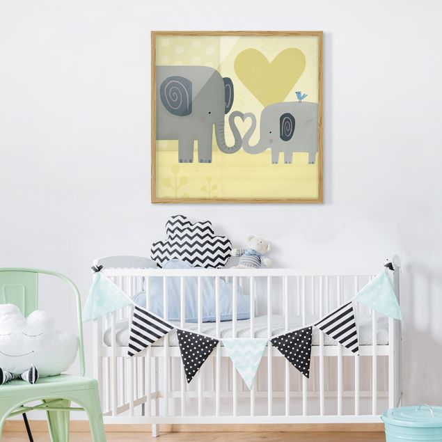 Tavlor med ram abstrakt Mum And I - Elephants