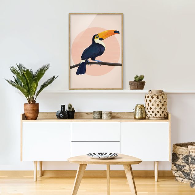 Tavlor konstutskrifter Illustration Bird Toucan Painting Pastel