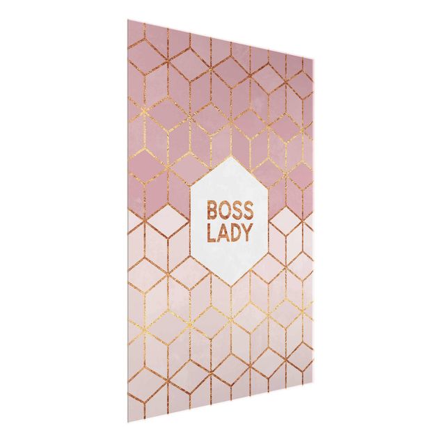 Glastavlor abstrakt Boss Lady Hexagons Pink