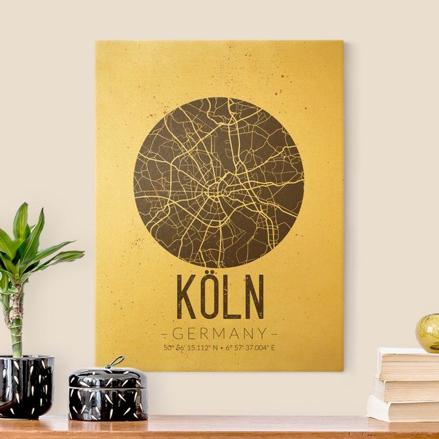 Canvastavlor världskartor Cologne City Map - Retro