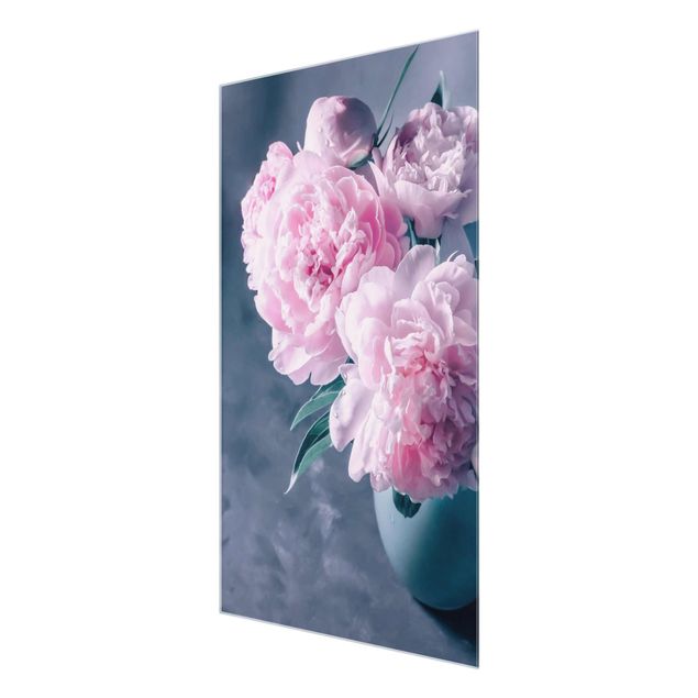 Tavlor blommor  Vase With Light Pink Peony Shabby