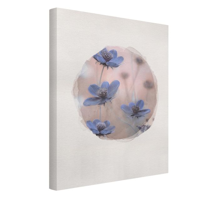 Tavlor blommor  Water Colours - Blue Kosmeen