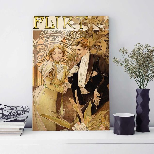 Tavlor gul Alfons Mucha - Advertising Poster For Flirt Biscuits