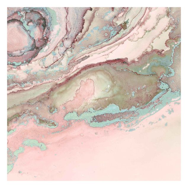 Tapeter modernt Colour Experiments Marble Light Pink And Turquoise