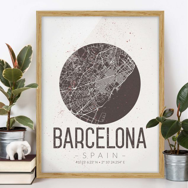 Kök dekoration Barcelona City Map - Retro