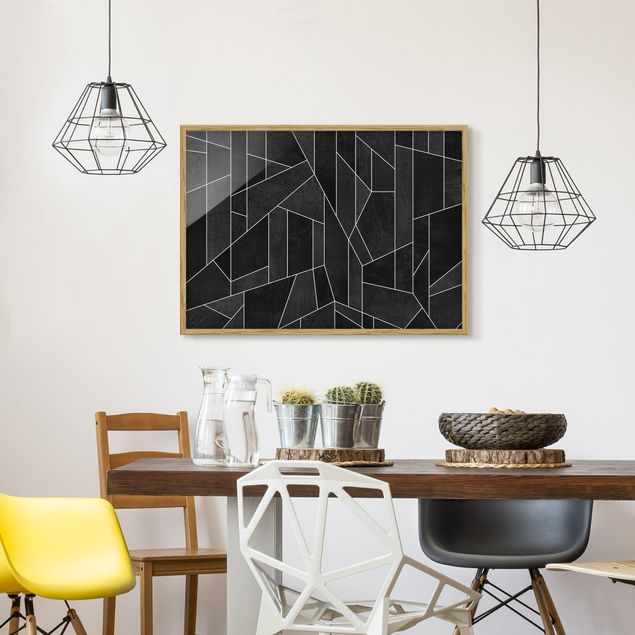 Tavlor med ram konstutskrifter Black And White Geometric Watercolour