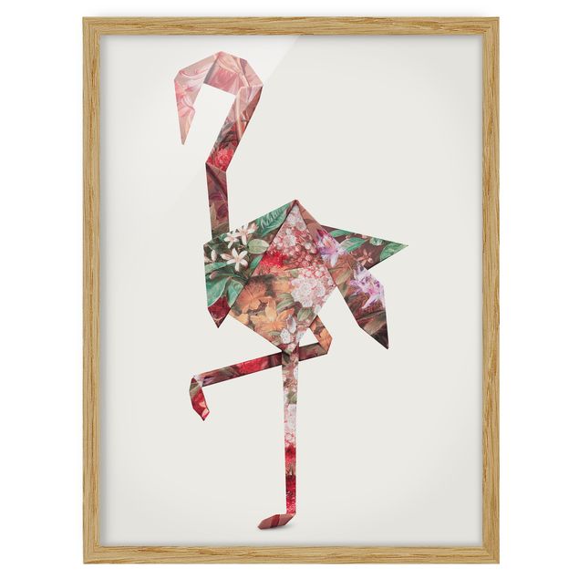 Tavlor blommor Origami Flamingo