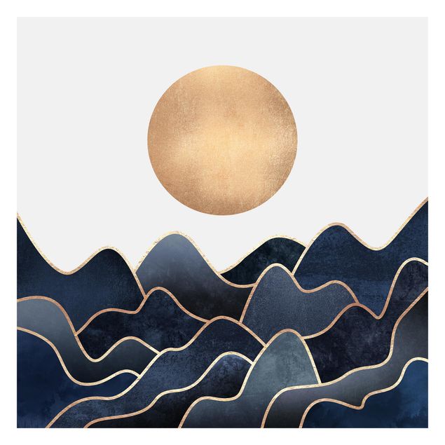 Tapeter modernt Golden Sun Blue Waves
