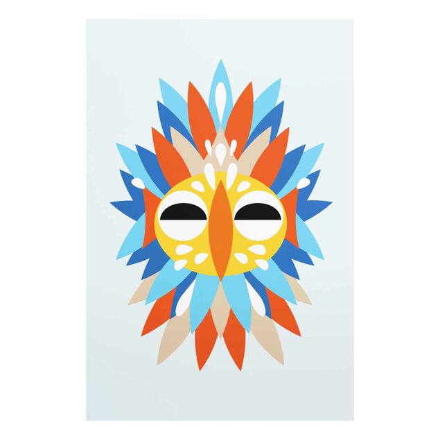 Tavlor färgglada Collage Ethnic Mask - Parrot