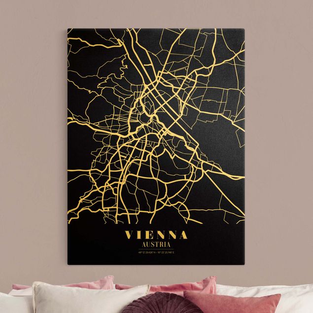 Tavlor världskartor Vienna City Map - Classic Black