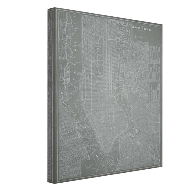 Canvastavlor Arkitektur och Skyline Vintage Map New York Manhattan
