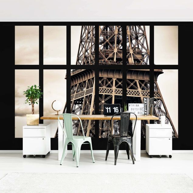 Fototapeter Paris Window Eiffel Tower Paris