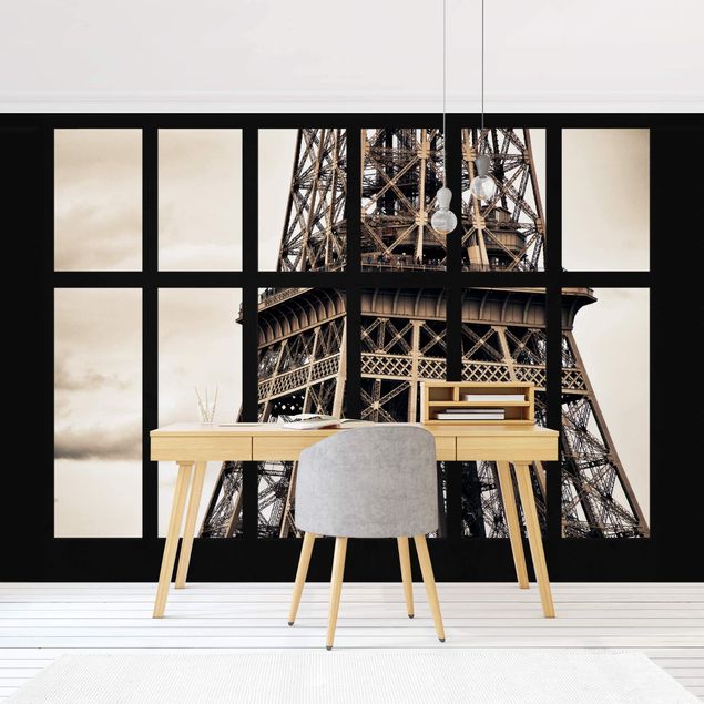 Fototapeter arkitektur och skyline Window Eiffel Tower Paris