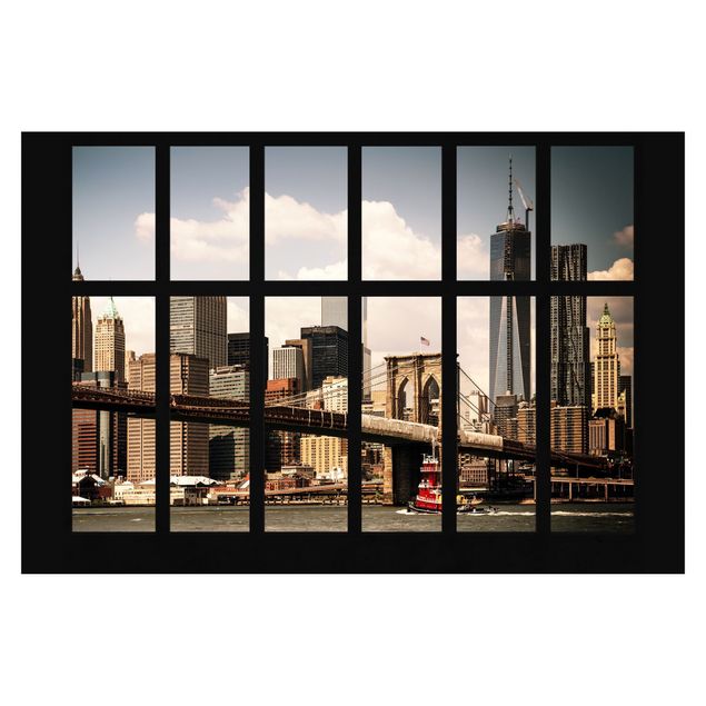 Tapeter Window New York Brooklyn Bridge