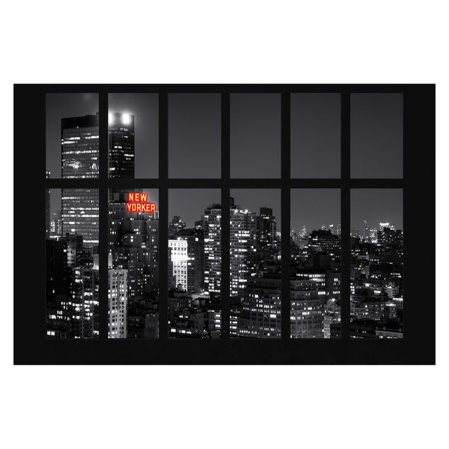 Tapeter Window New York Night Skyline