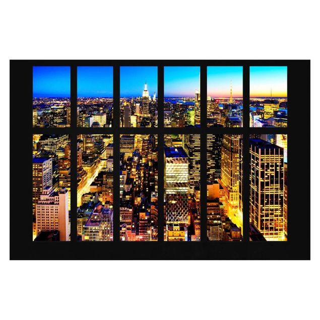 Tapeter modernt Window View Manhattan Skyline At Night
