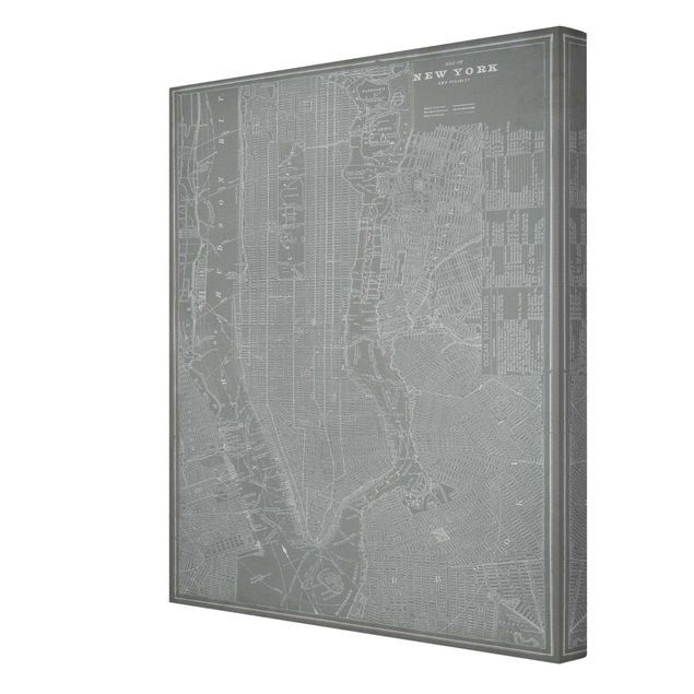 Canvastavlor världskartor Vintage Map New York Manhattan