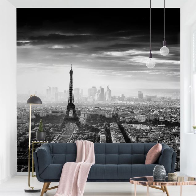 Fototapeter arkitektur och skyline The Eiffel Tower From Above Black And White